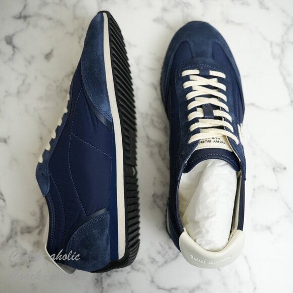 Tory Burch T-Logo Nylon Suede Vintage Sneaker 2.0 in Tory Navy/Blanc - Picture 13 of 14